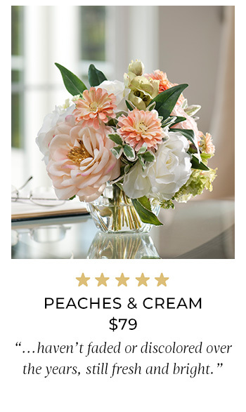 Peaches & Cream Silk Flower Arrangement, available at Petals.