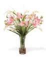 Freesia Faux Flower Arrangement in Pink, available at Petals