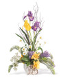 Iris, Orchid & Lilac Faux Flower Arrangement by Petals.
