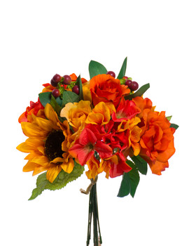 Rose, Hydrangea & Sunflower Silk Flower Bouquet